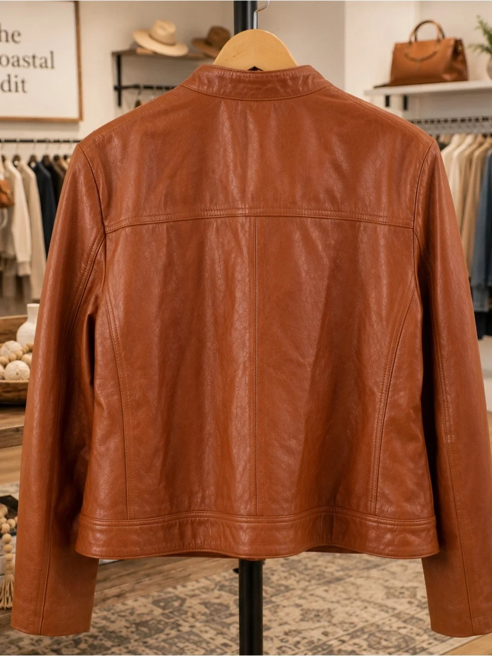 MICHAEL Michael Kors Lamb Leather Moto Jacket Brown XL